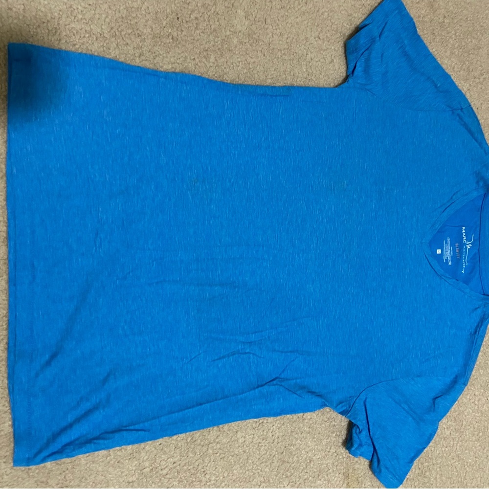 Marc Anthony Slim Fit V-Neck Shirt Blue Medium